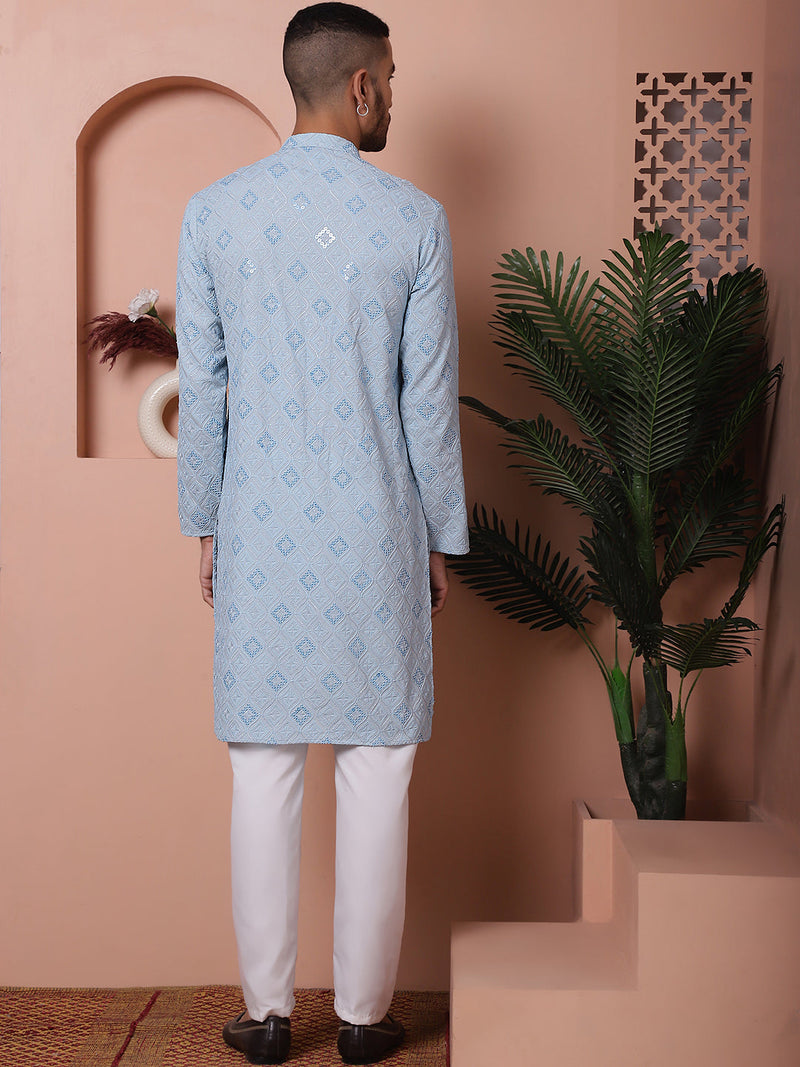 Men's Sequins and Embroidered Kurta with Pyjama