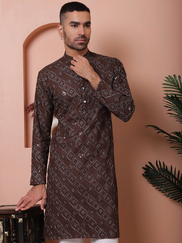 Men's Sequins and Embroidered Kurta with Pyjama