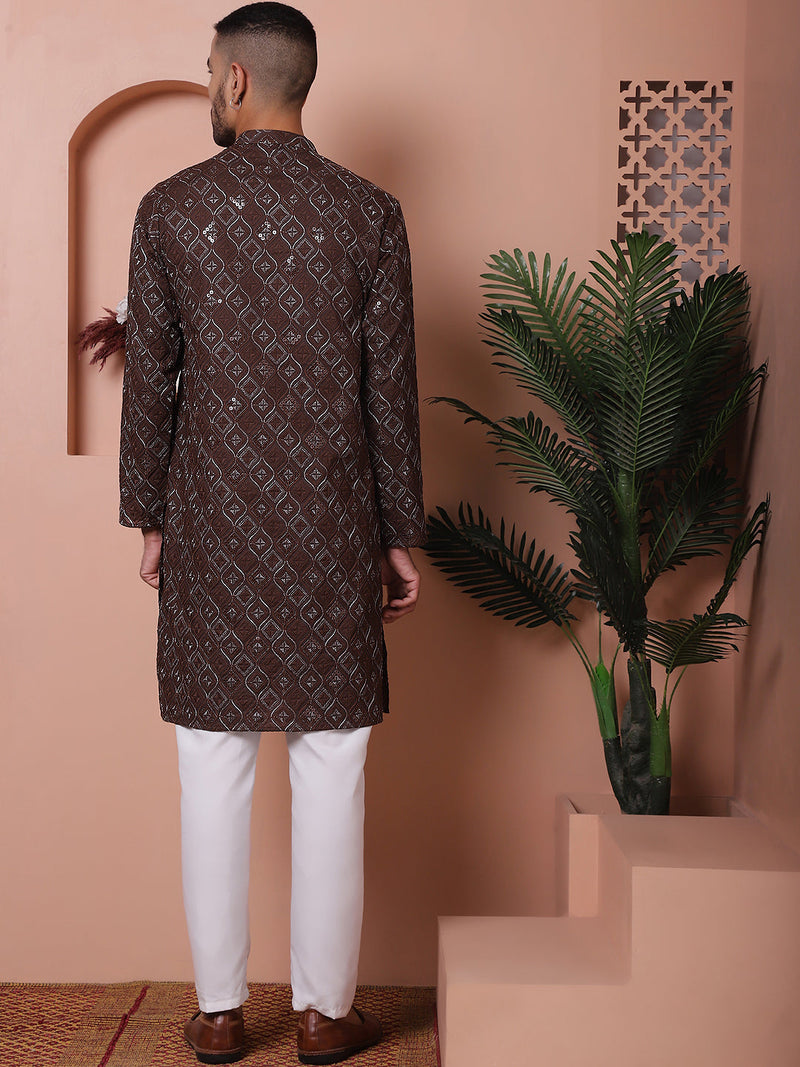 Men's Sequins and Embroidered Kurta with Pyjama