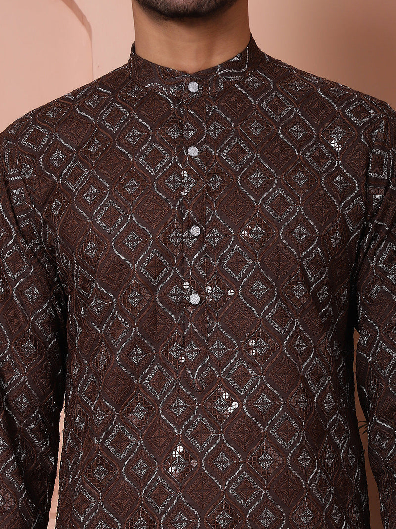 Men's Sequins and Embroidered Kurta with Pyjama