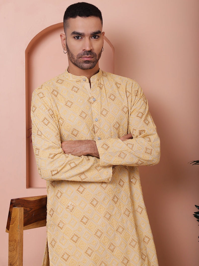 Men's Sequins and Embroidered Kurta with Pyjama