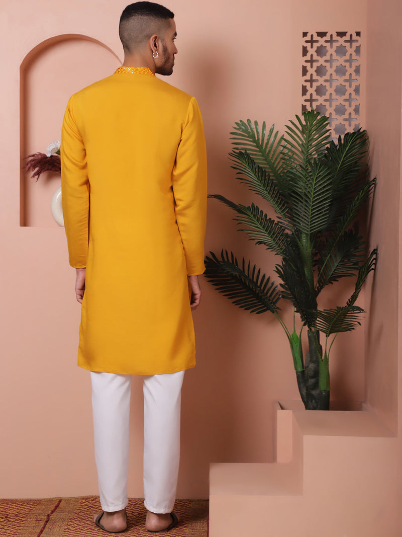 Men's Embroidered and Sequins Kurta with Pyjama