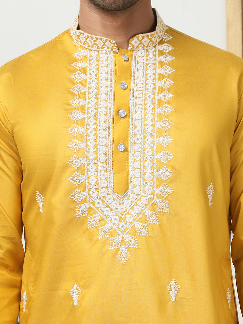 Collar Embroidered & Sequin Kurta With Pyjama