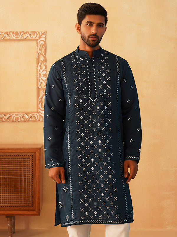 Embroidered & Sequin Cotton Blend Kurtas