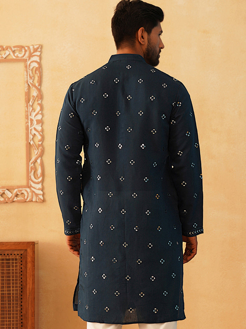 Embroidered & Sequin Cotton Blend Kurtas