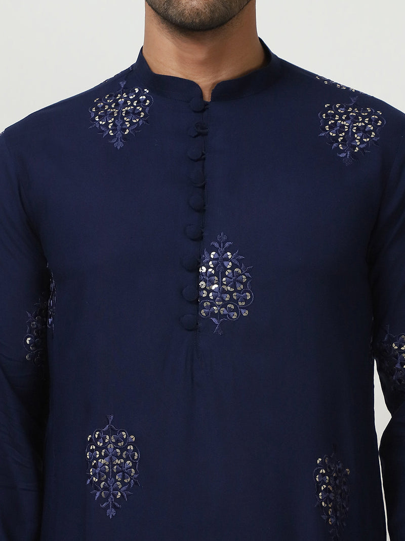 Embroidered Viscose Rayon Straight Kurta Pyjama Set