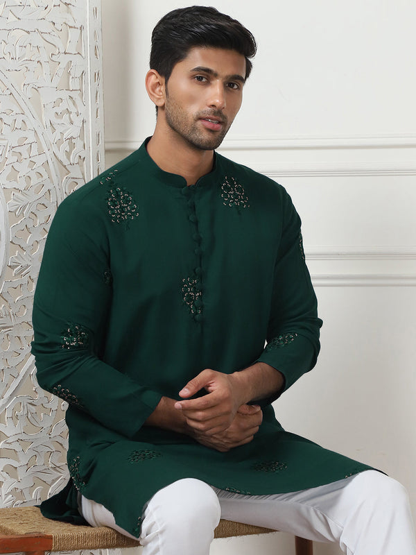 Embroidered Viscose Rayon Straight Kurta Pyjama Set