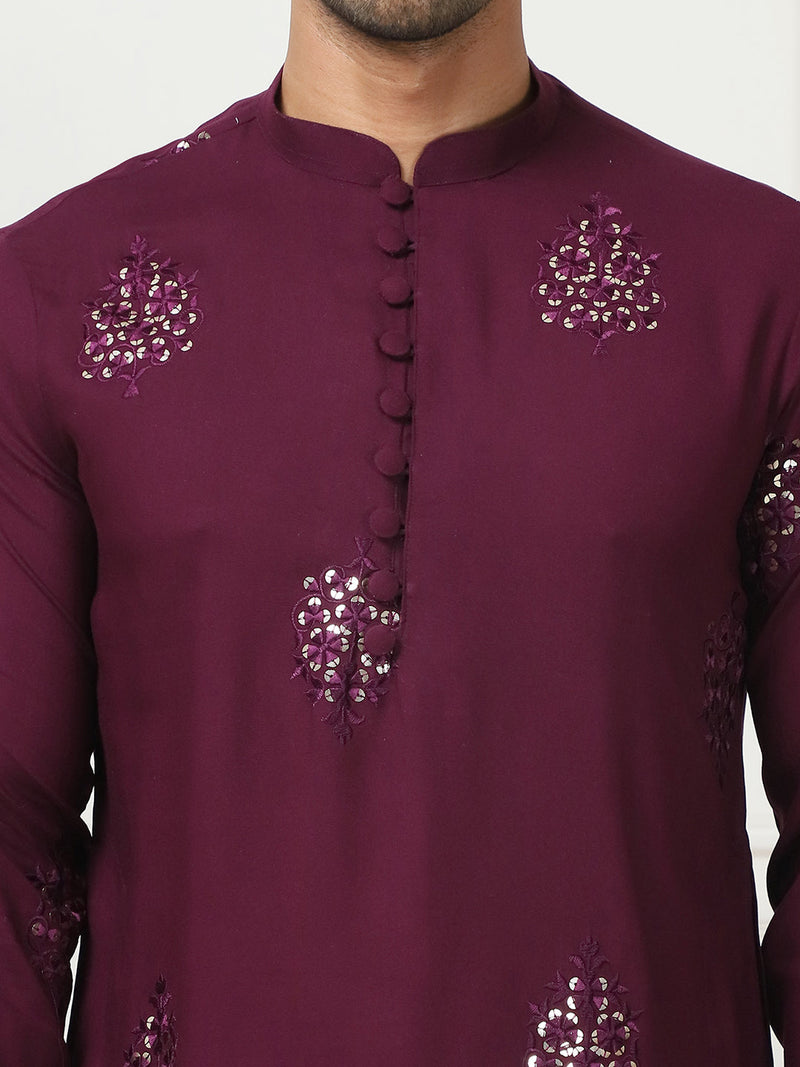 Embroidered Viscose Rayon Straight Kurta Pyjama Set