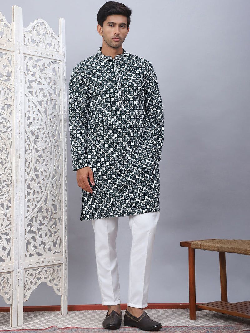 Embroidered Kurta Pyjama for Men