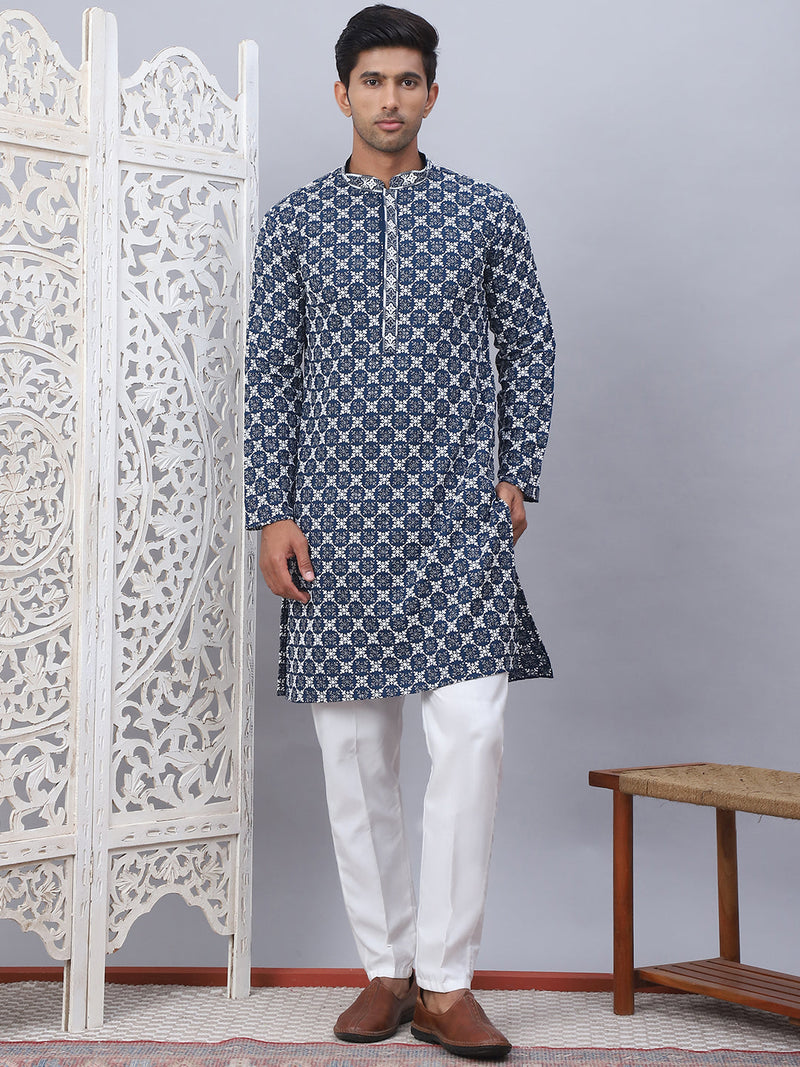 Embroidered Kurta Pyjama for Men