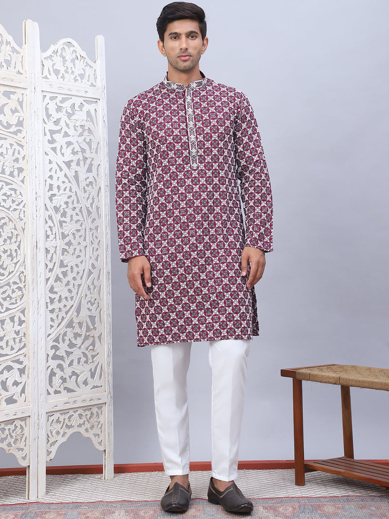 Embroidered Kurta Pyjama for Men