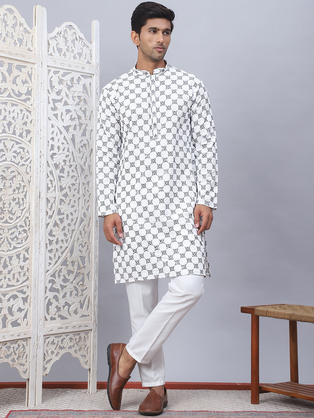 Embroidered Kurta Pyjama for Men