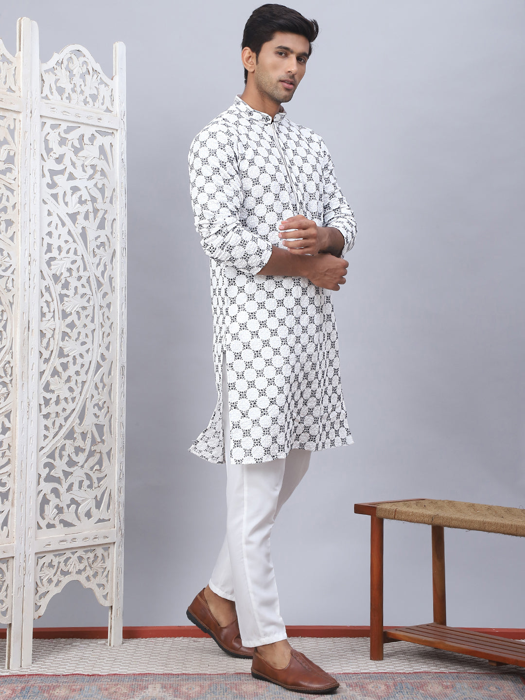 Embroidered Kurta Pyjama for Men