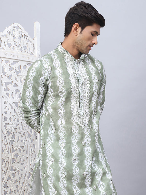 Tie-dye Embroidered & Sequin Kurta With Pyjama