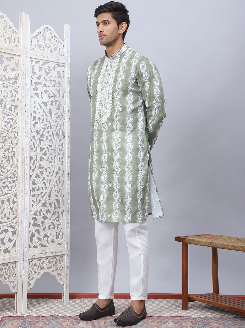 Tie-dye Embroidered & Sequin Kurta With Pyjama