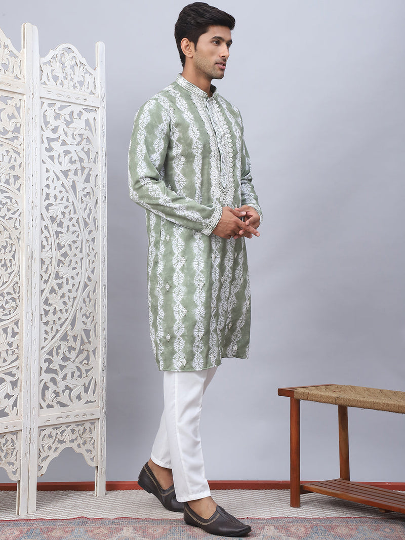 Tie-dye Embroidered & Sequin Kurta With Pyjama