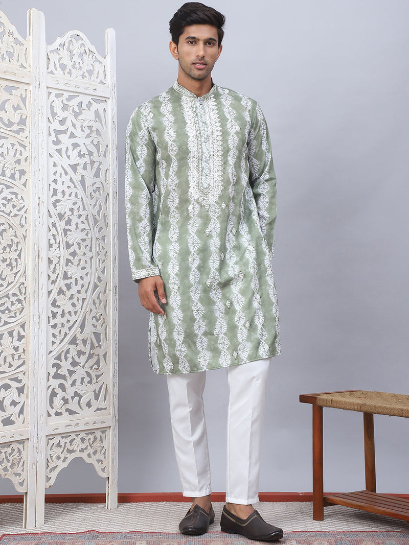 Tie-dye Embroidered & Sequin Kurta With Pyjama