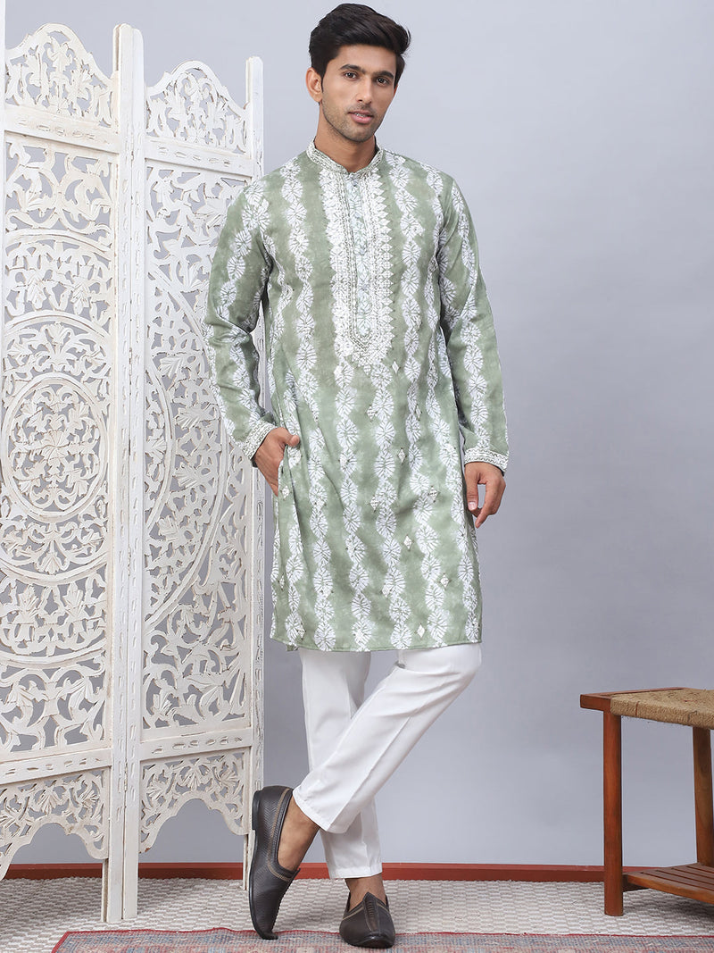 Tie-dye Embroidered & Sequin Kurta With Pyjama