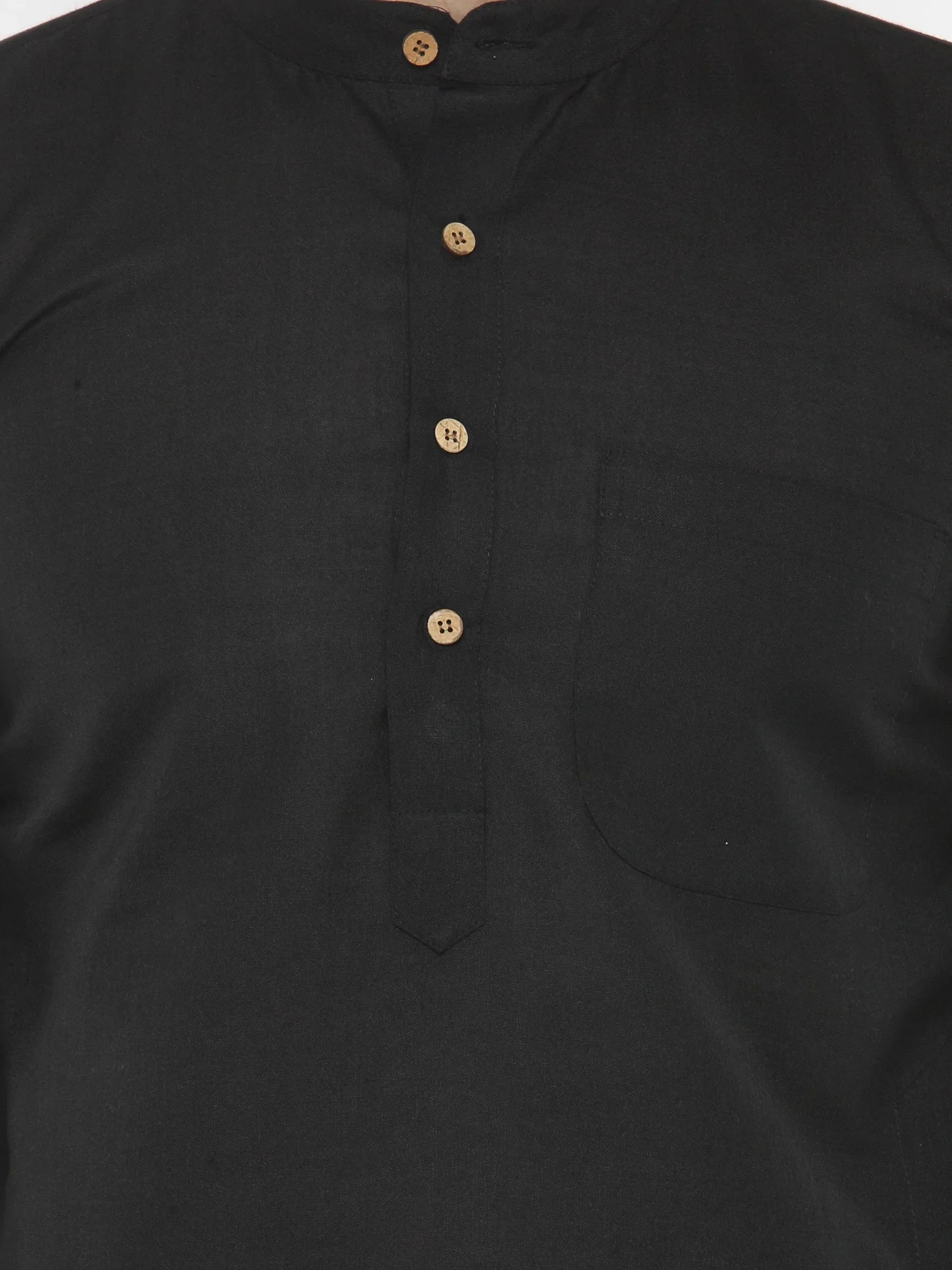 Men Black & White Solid Kurta with Churidar - Jompers