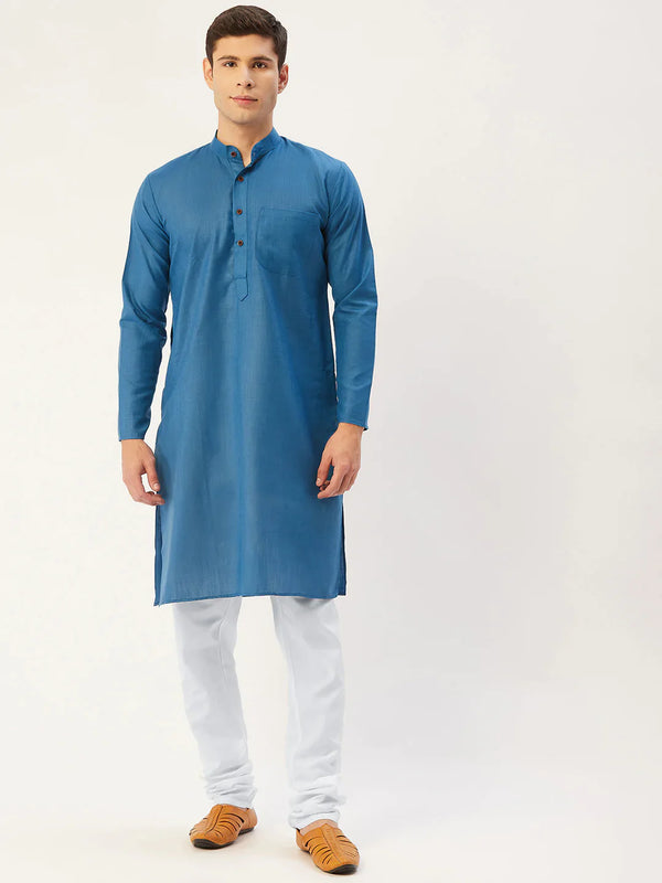 Jompers Men's peacock Cotton Solid Kurta Pyjama ( JOKP 532 peacock )