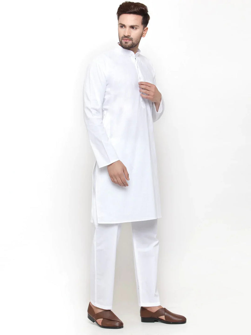 Jompers Men White Solid Kurta with Pyjamas