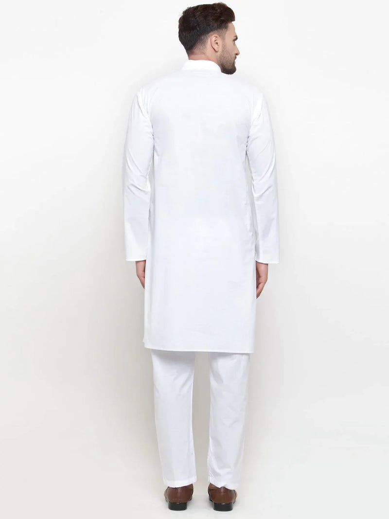 Jompers Men White Solid Kurta with Pyjamas