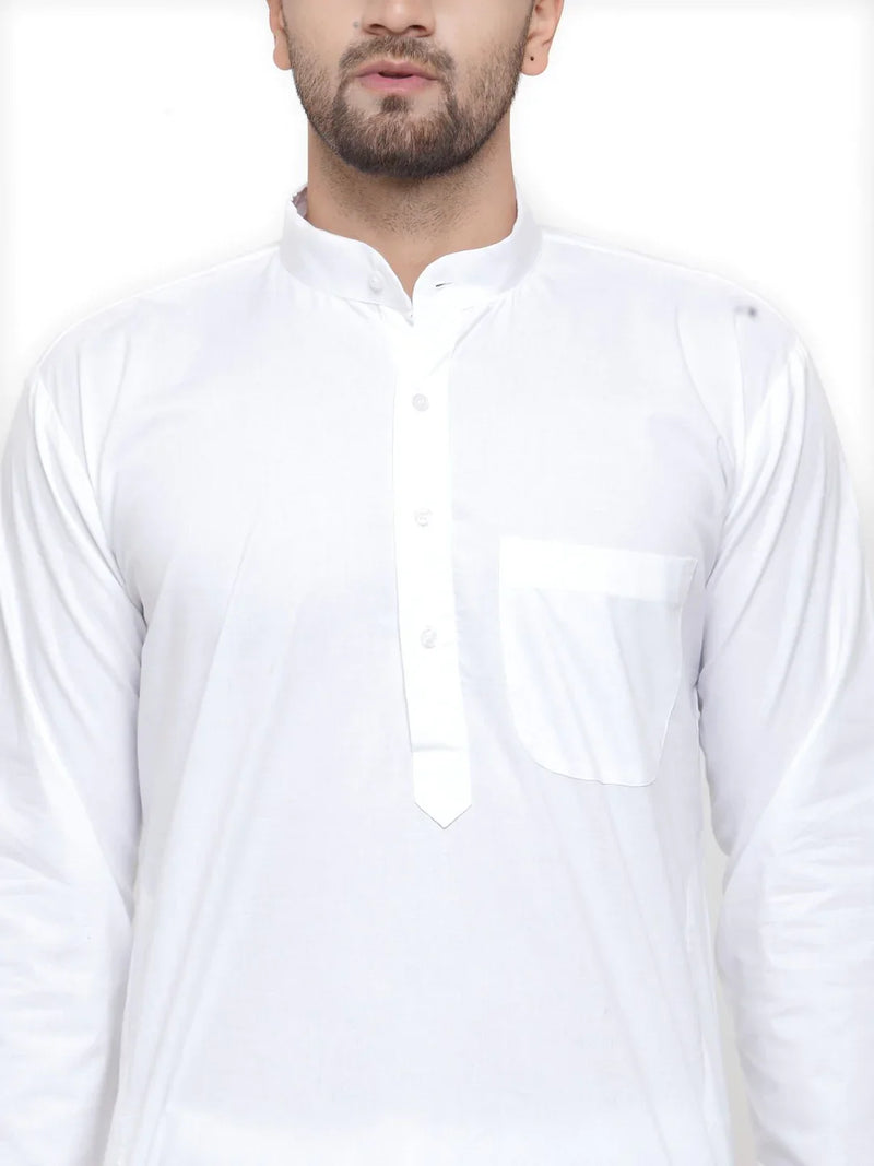 Jompers Men White Solid Kurta with Pyjamas