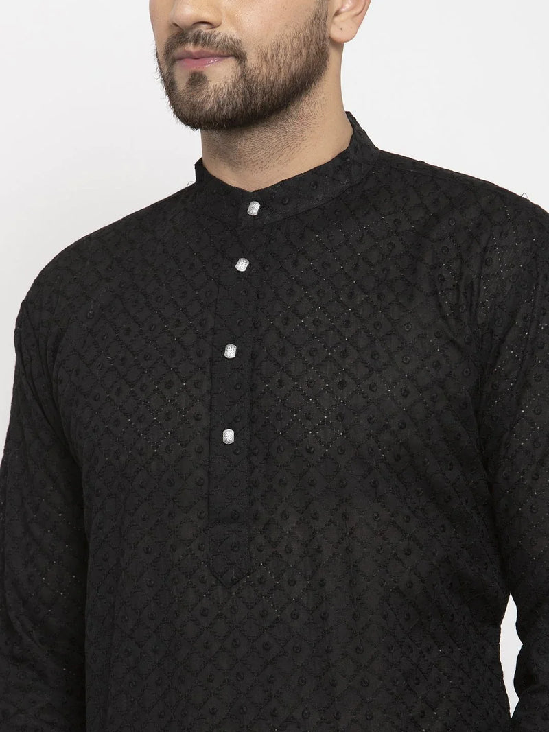 Jompers Men Black Chikan Kurta Only ( KO 561 Black )