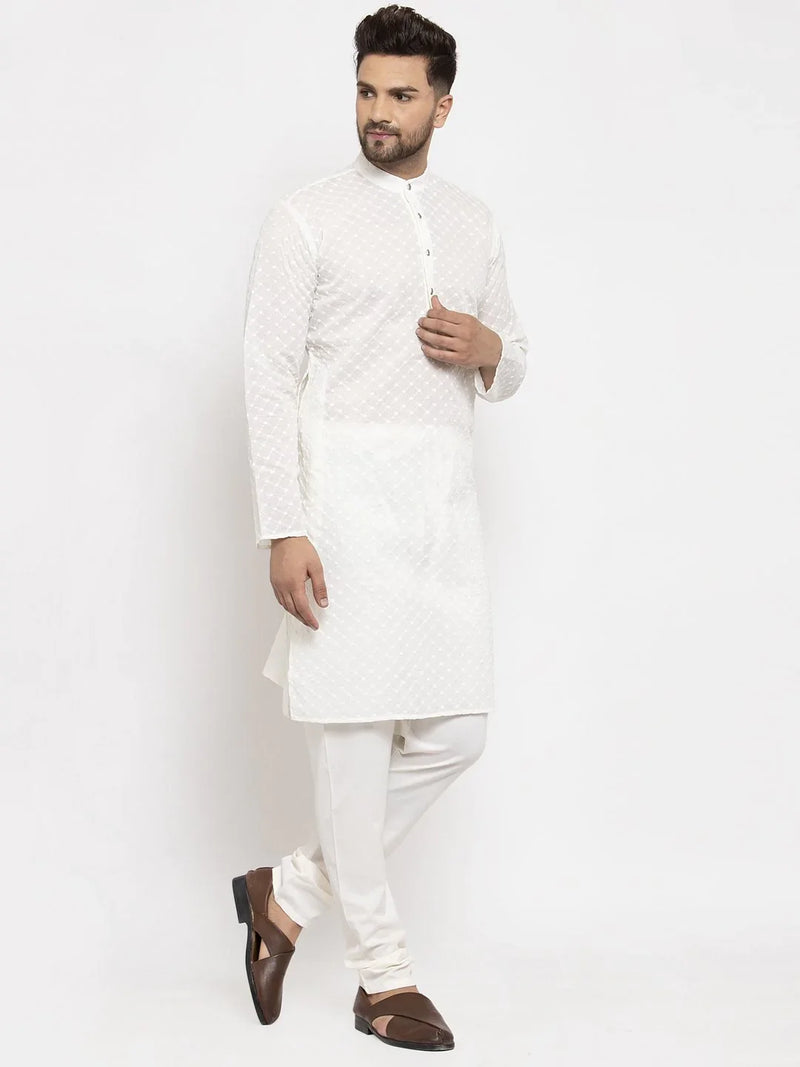 Jompers Men Cream Chikan Kurta Only ( KO 561 Cream )