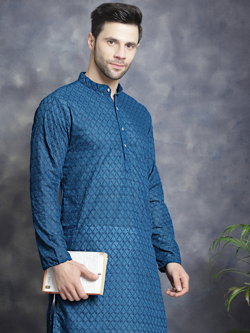 Chikankari Pure Cotton Kurtas ( KO 561Peacock )