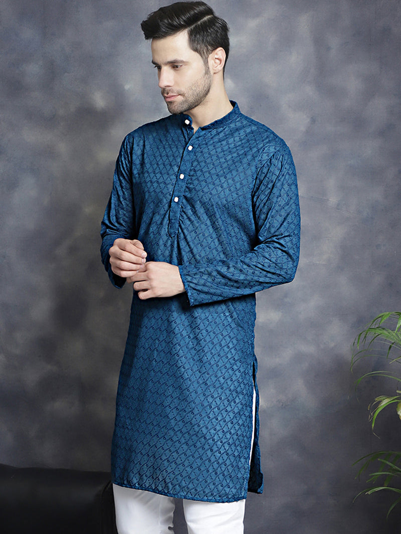 Chikankari Pure Cotton Kurtas ( KO 561Peacock )