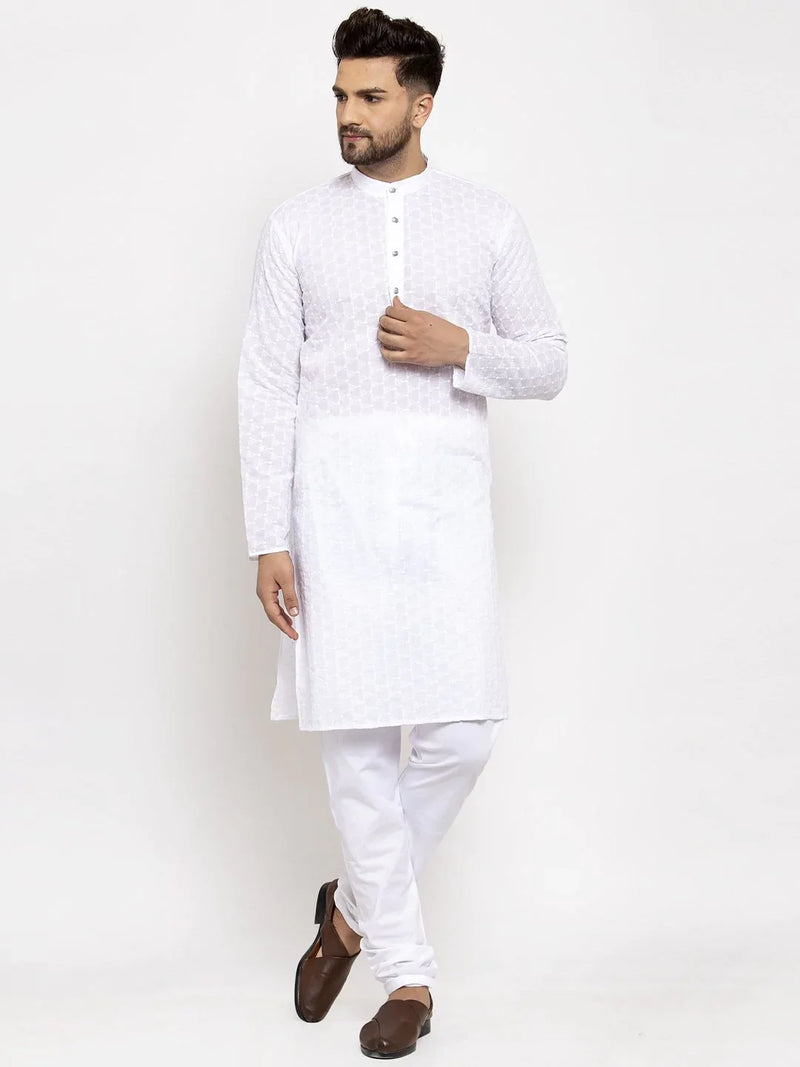 Jompers Men White Chikan Kurta Only ( KO 561 White )