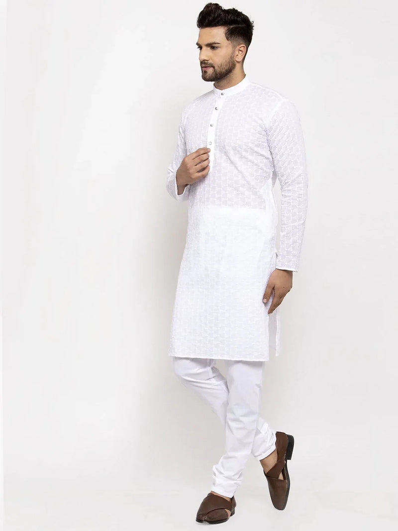 Jompers Men White Chikan Kurta Only ( KO 561 White )