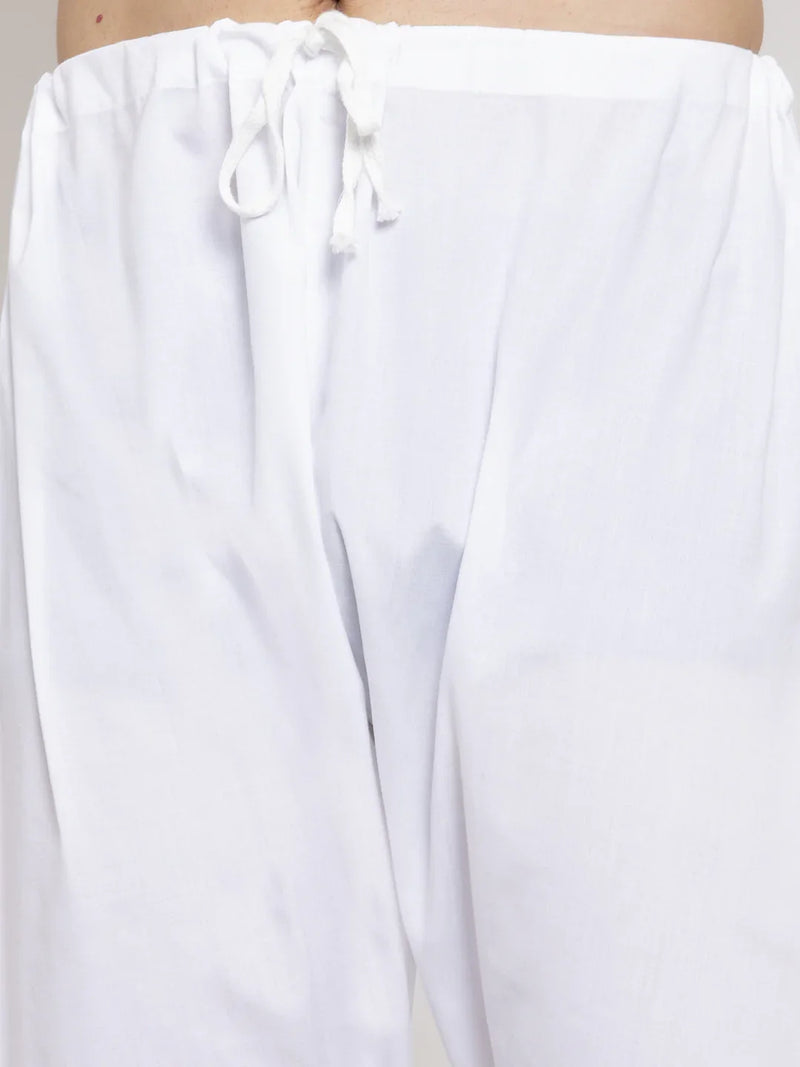 Jompers Men White Chikan Kurta with Churidar ( JOKP 561 White )