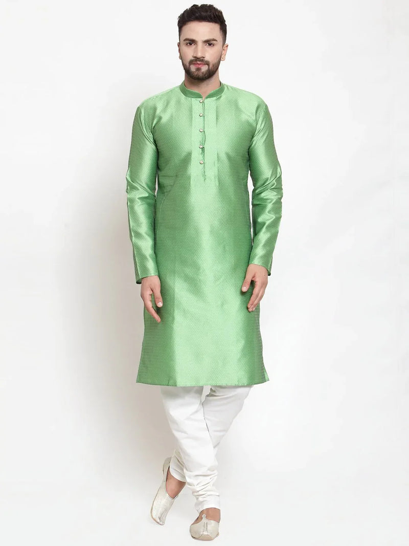 Jompers Men Green & White Self Design Kurta Only ( KO 589 Green )