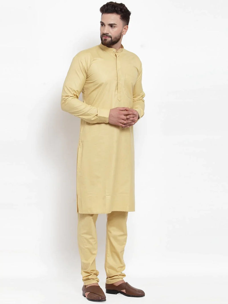 Jompers Men Beige Solid Kurta with Churidar ( JOKP 592 Beige )