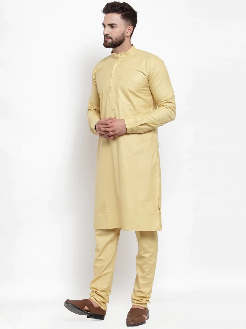 Jompers Men Beige Solid Kurta with Churidar ( JOKP 592 Beige )