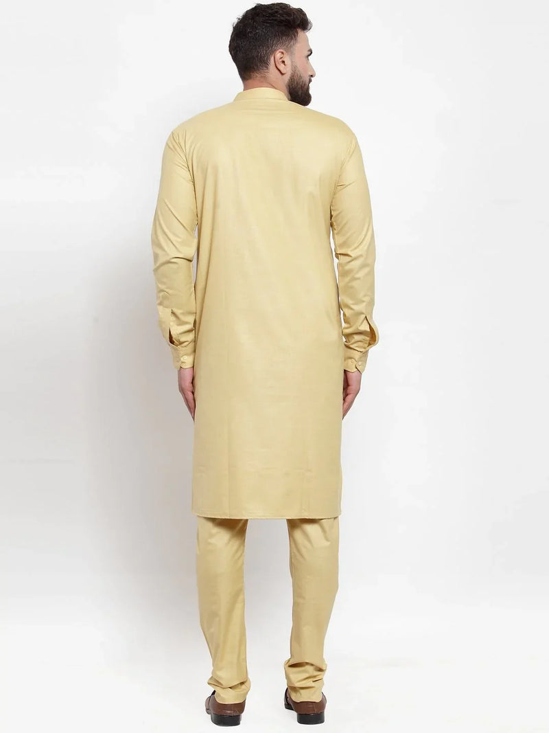 Jompers Men Beige Solid Kurta with Churidar ( JOKP 592 Beige )