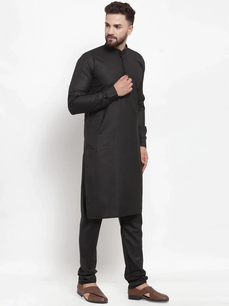 Jompers Men Black Solid Kurta with Churidar ( JOKP 592 Black )