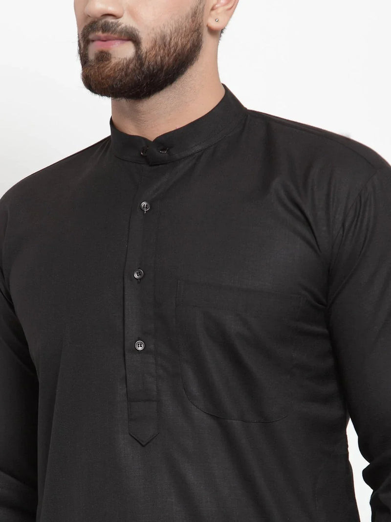 Jompers Men Black Solid Kurta with Churidar ( JOKP 592 Black )