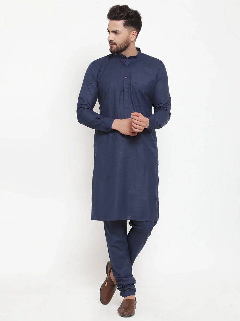 Jompers Men Navy-Blue Solid Kurta with Churidar ( JOKP 592 Blue )