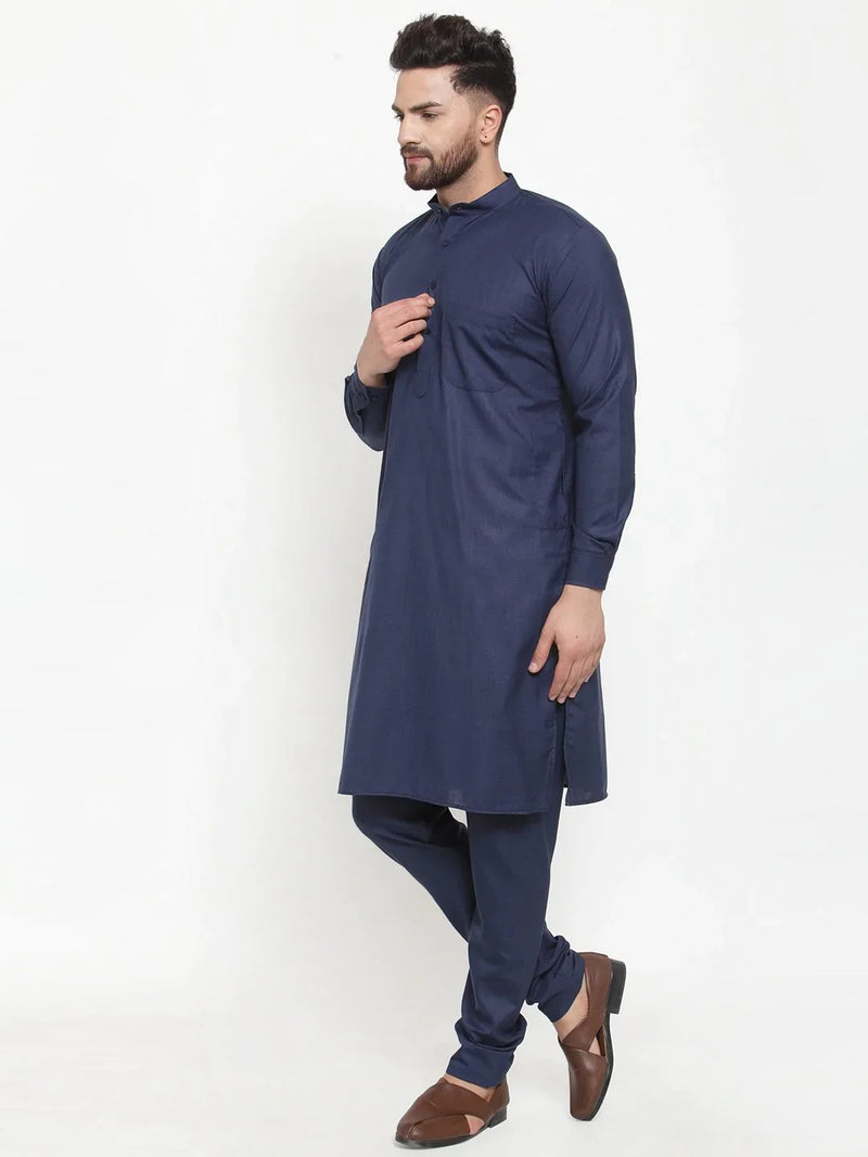 Jompers Men Navy-Blue Solid Kurta Only ( KO 592 Blue )