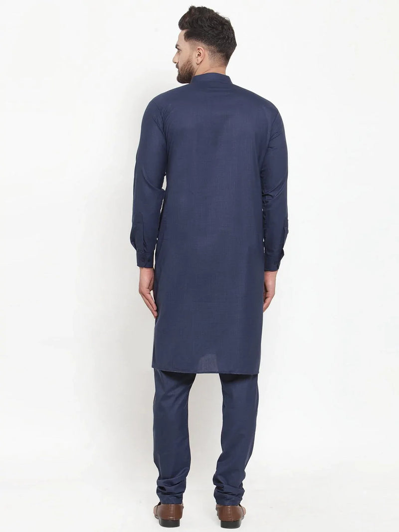 Jompers Men Navy-Blue Solid Kurta Only ( KO 592 Blue )