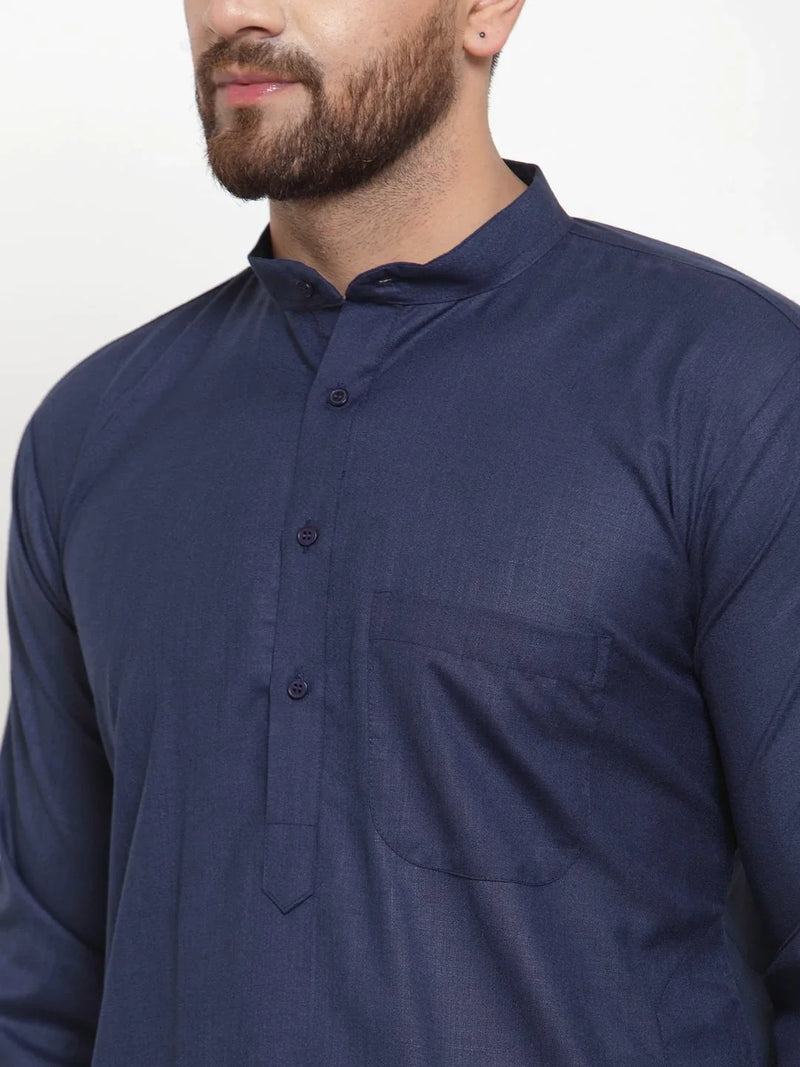 Jompers Men Navy-Blue Solid Kurta with Churidar ( JOKP 592 Blue )