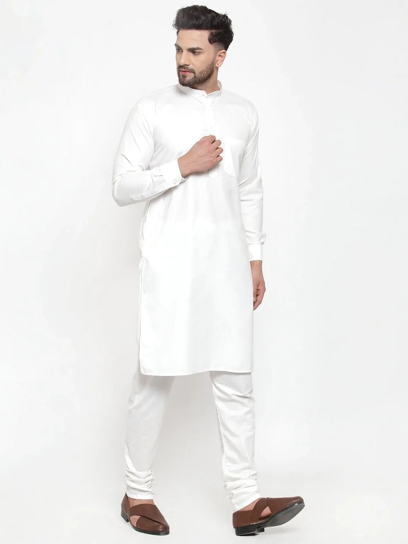 Jompers Men White Solid Kurta with Churidar ( JOKP 592 White )