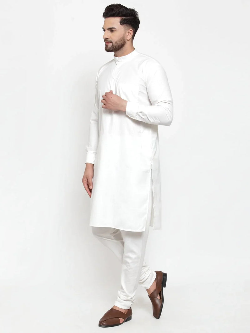 Jompers Men White Solid Kurta with Churidar ( JOKP 592 White )