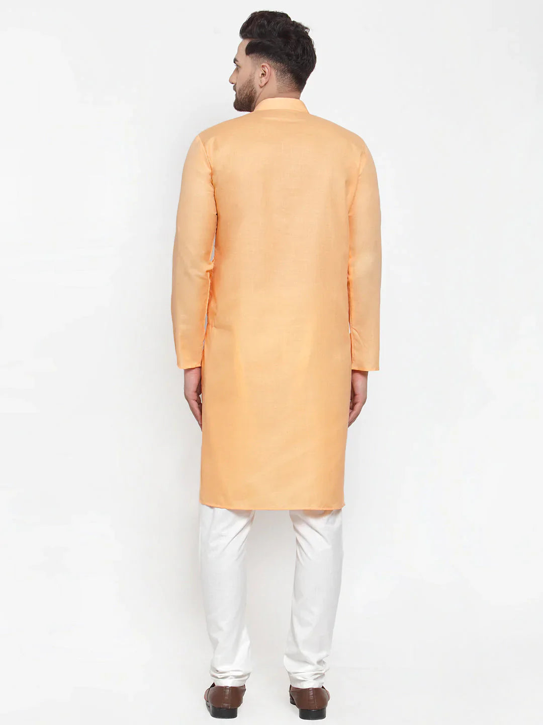 Jompers Men's Orange Cotton Solid Kurta Payjama Sets ( JOKP 611 Orange )