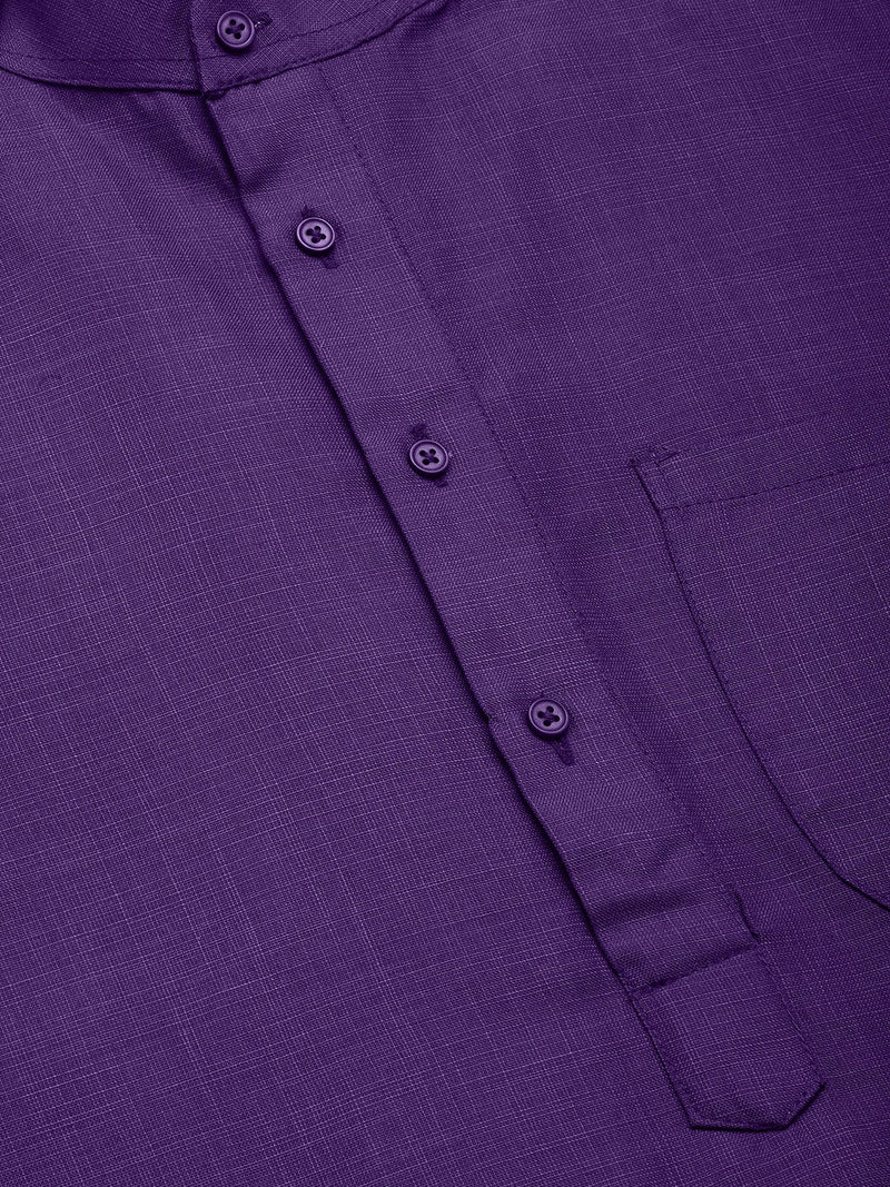 Jompers Men's Purple Cotton Solid Kurta Pyjama