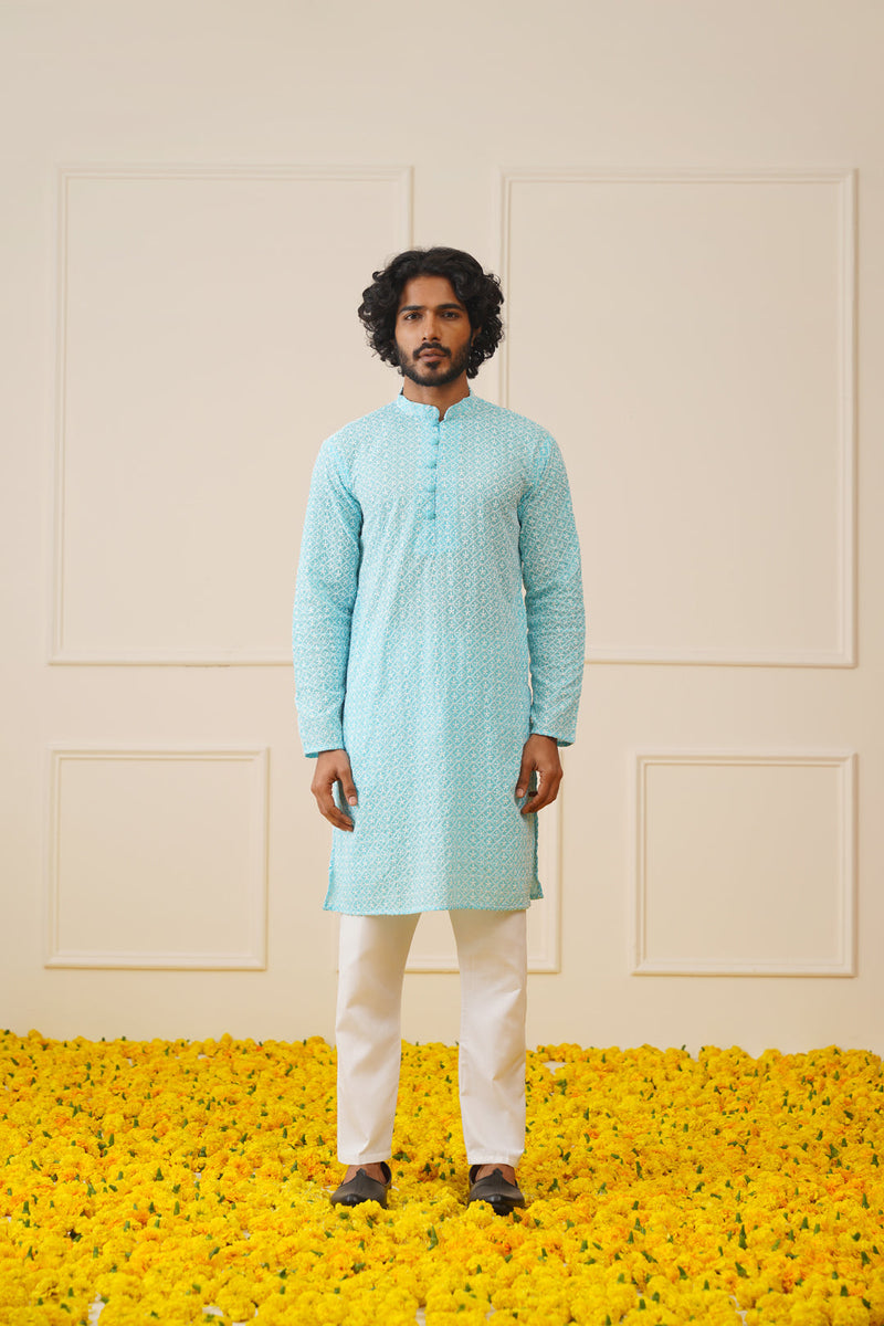 Jompers Men's Sky Embroidered Kurta Payjama Sets