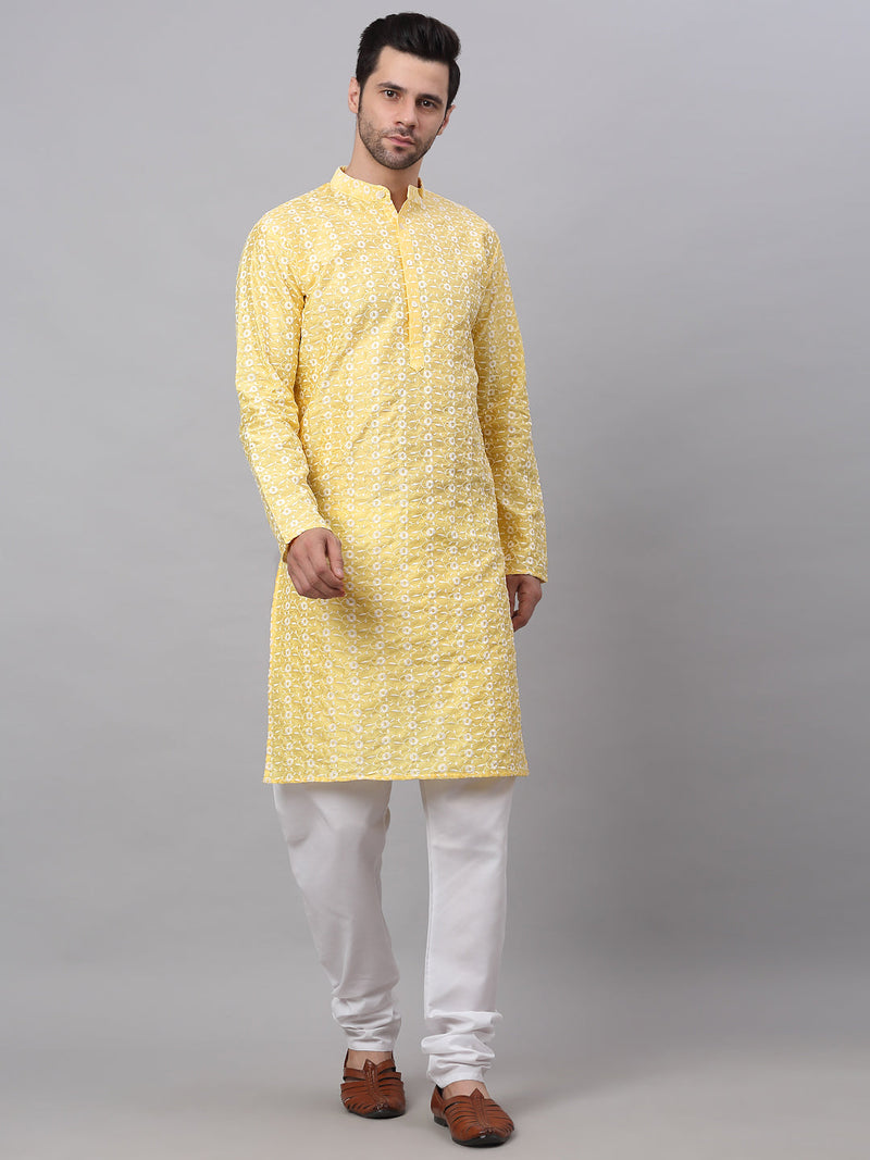 Jompers Men's Emroidered Kurta Payjama Sets ( JOKP 633Yellow )